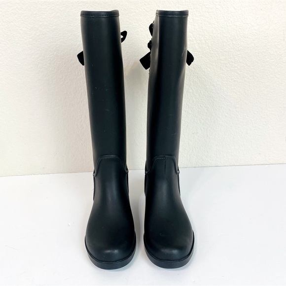 Coach Tristee Matte Black Tall Rain Boots Size 7 - Picture 3 of 6